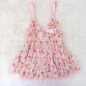 Victoria's Secret Y2K Pink Floral Babydoll Cami Top